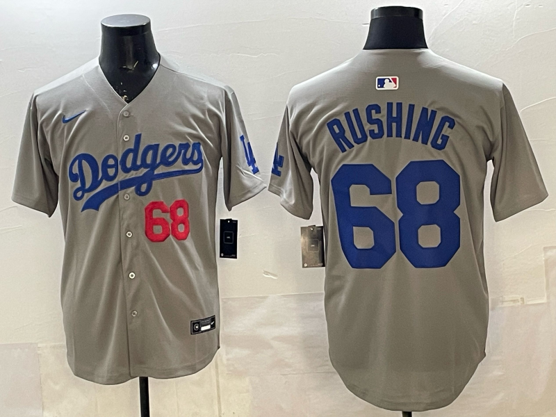 Men's Los Angeles Dodgers Jack Rushing #68 Gray Road Replica Player Jersey