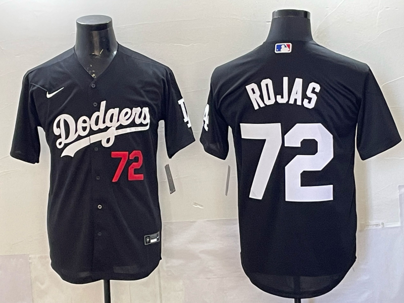 Men's Los Angeles Dodgers Manny Rojas #72 Black Replica Player Jersey