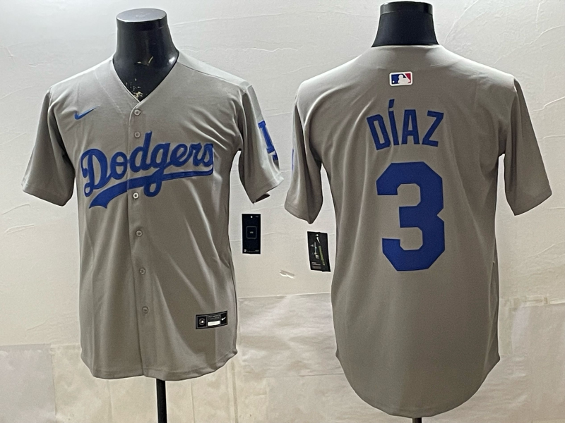 Men's Los Angeles Dodgers Edwin Diaz #3 Gray Road Replica Jersey