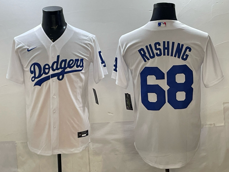 Men's Los Angeles Dodgers Jack Rushing #68 White Home Replica Jersey