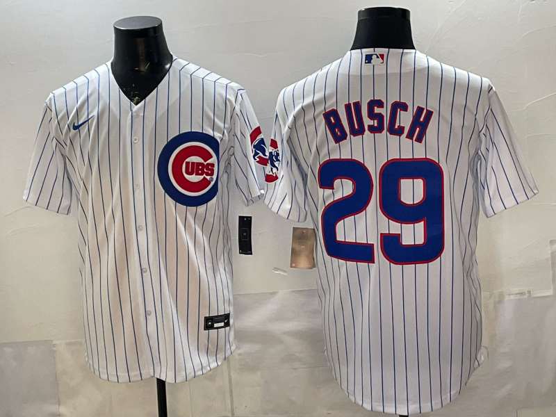 Men's Chicago Cubs Michael Busch #29 White Home Replica Jersey