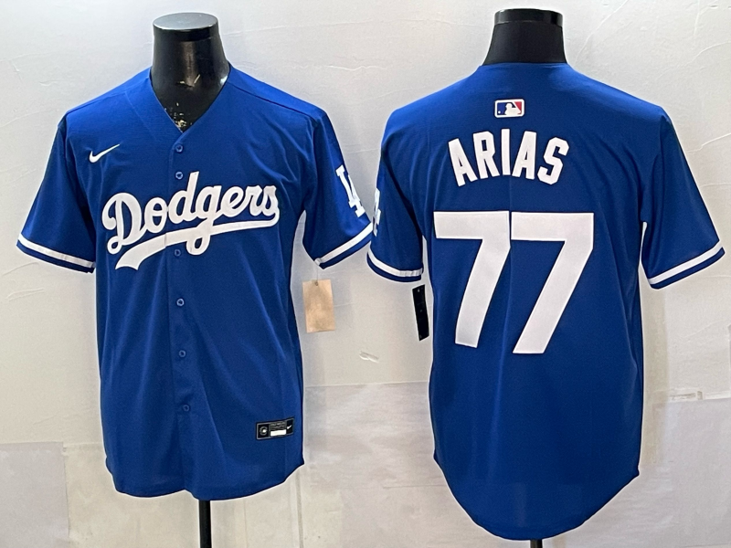 Men's Los Angeles Dodgers Andres Arias #77 Royal Alternate 2 Replica Jersey