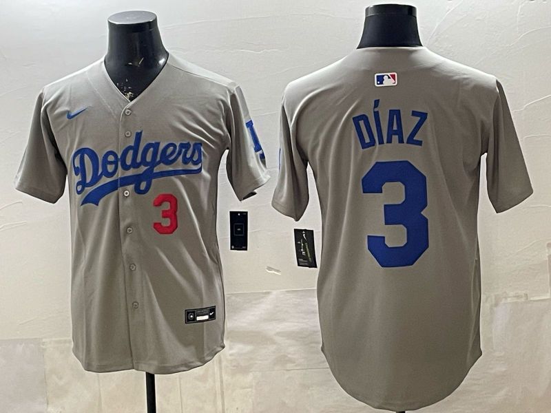 Men's Los Angeles Dodgers Edwin Diaz #3 Gray Road Replica Player Jersey