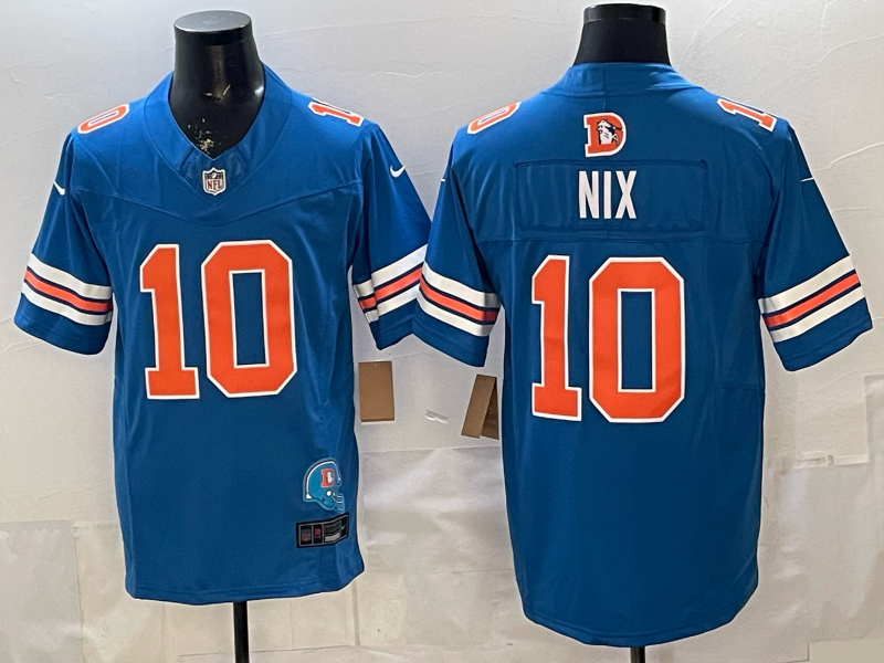 Men's Denver Broncos Bo Nix #10 Blue Team Game Jersey