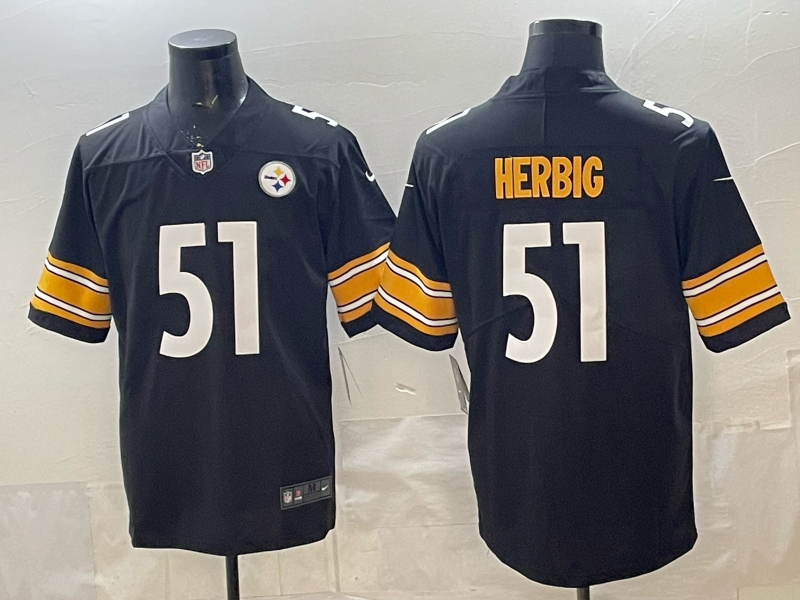 Men's Pittsburgh Steelers Nick Herbig #51 Black Game Jersey