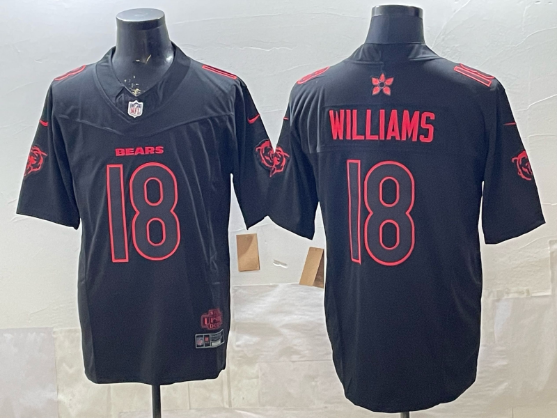 Men's Chicago Bears Caleb Williams #18 Black Game Player Jersey