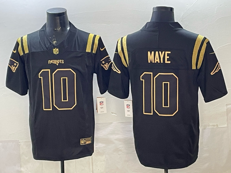 Men's New England Patriots Drake Maye #10 Black Game Jersey
