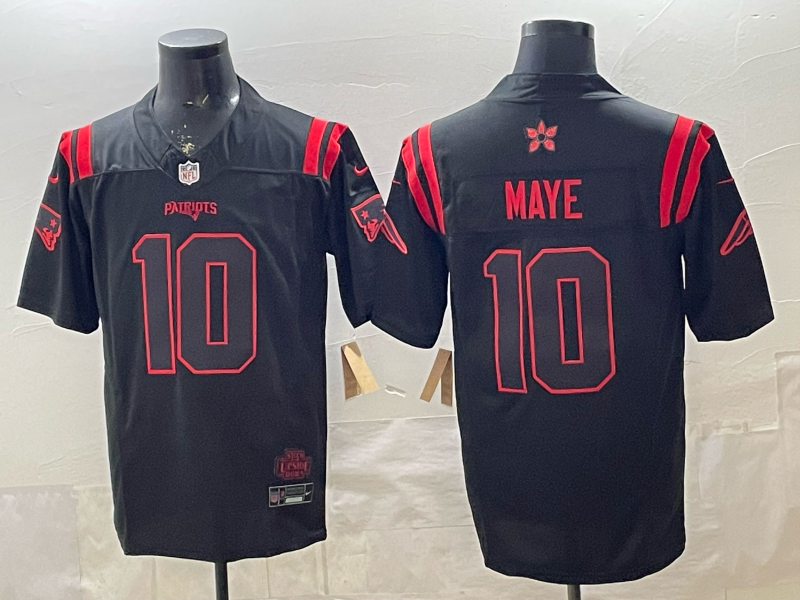 Men's New England Patriots Drake Maye #10 Black Player Jersey