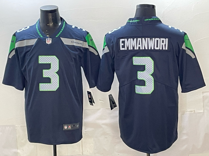 Men's Seattle Seahawks Nick Emmanwori #3 Navy Game Jersey