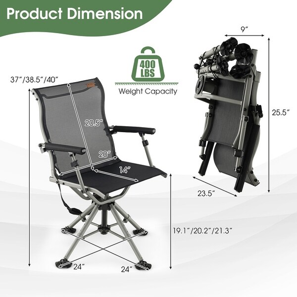 360 Degree Silent Swivel Hunting Chair w/ Allterrain Feet Pads
