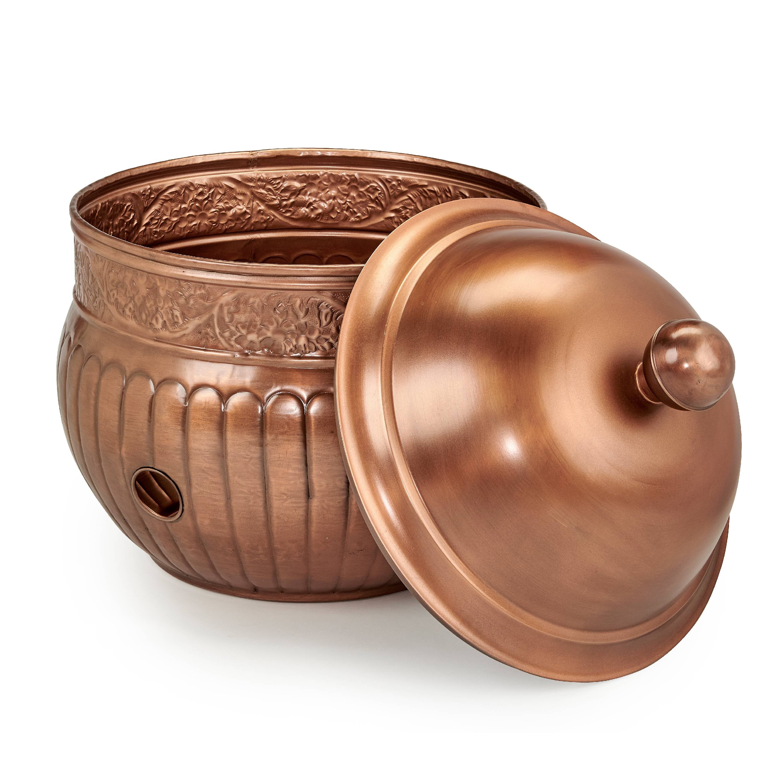 Good Directions La Jolla Hose Pot with Lid, Copper Finish - Holds 150 ft. Hose