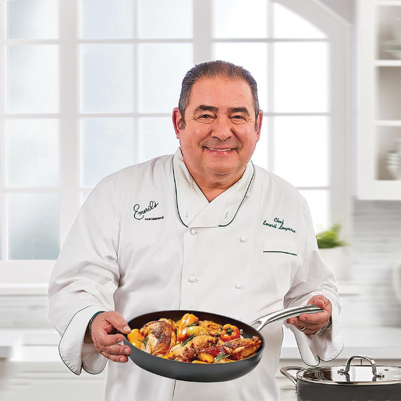 Emeril Lagasse Forever Pans, 10 Piece Cookware Set with Lids and Utensils, Hard Anodized Nonstick Pans, Black, Dishwasher Safe, Oven Safe