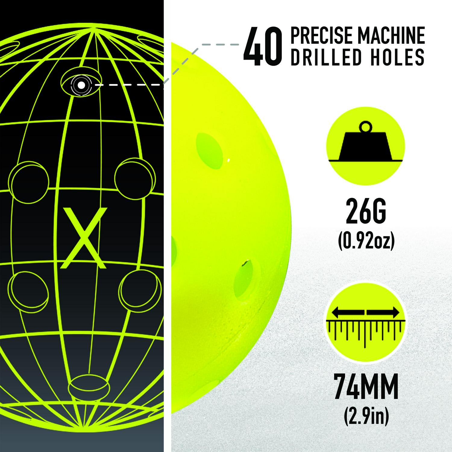 Franklin Sports Outdoor Pickleballs  X40 Optic Yellow Balls  100 Pack