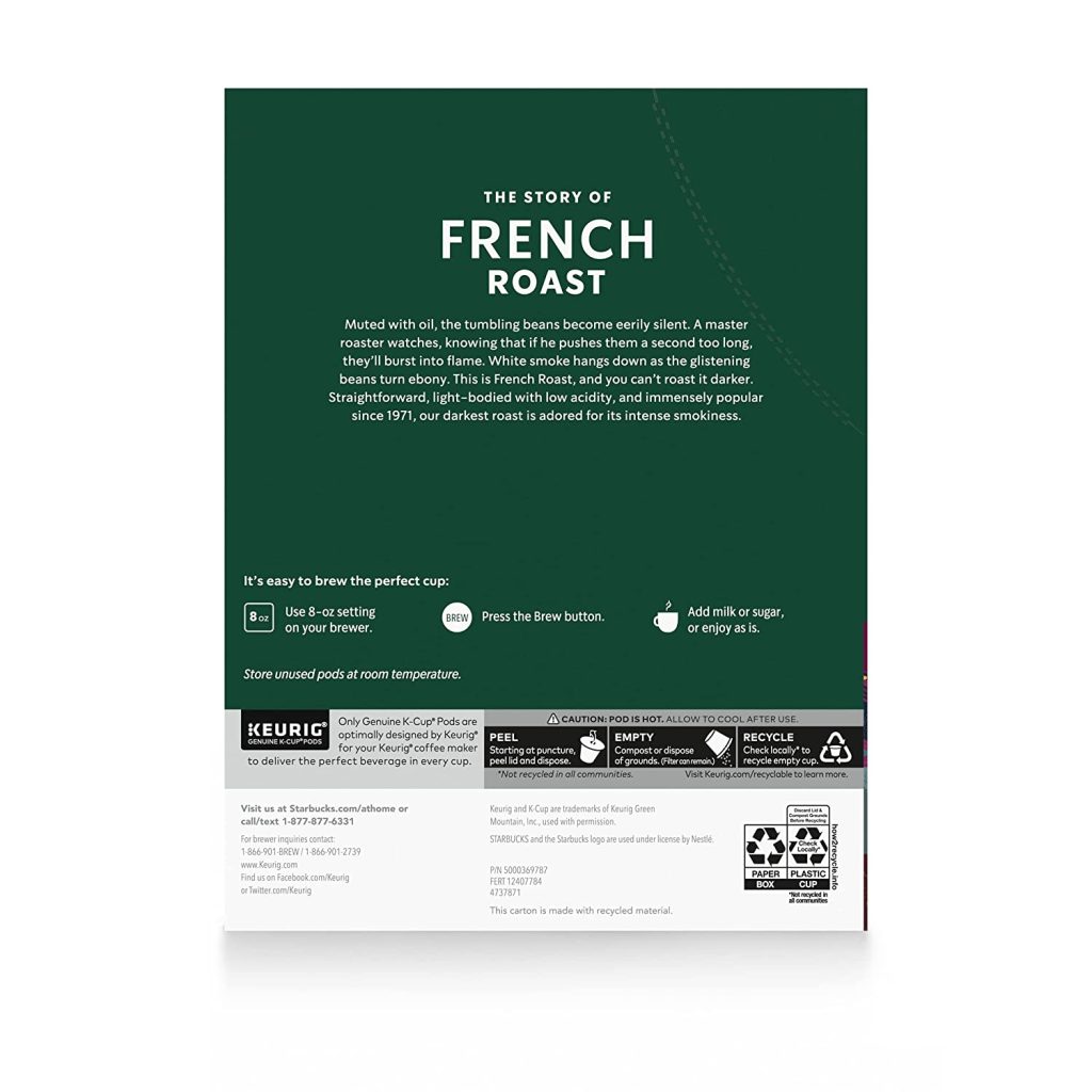 Starbucks Dark Roast French Roast Arabica K-Cup Coffee Pods, 96 Count
