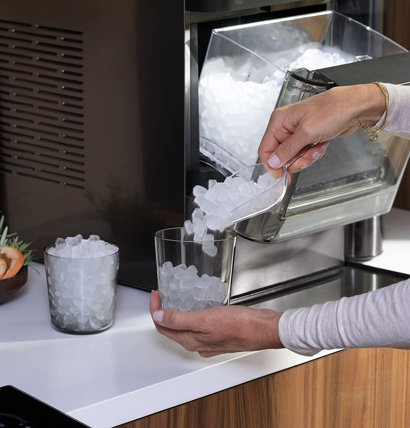 Profile Opal 2.0 | Countertop Nugget Ice Maker | Ice Machine with WiFi Connectivity | Smart Home Kitchen Essentials | Black Stainless