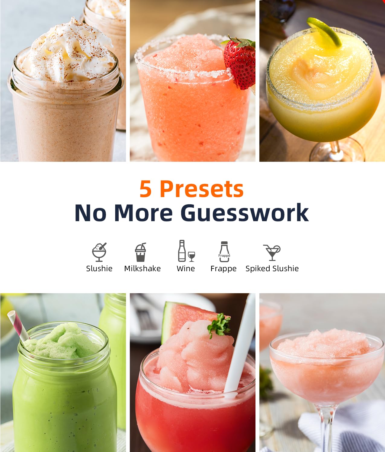 Slushie Machine - Professional Frozen Drink Maker No Ice Needed- 70 oz Slushy Machine for Home with LED Display - One-Touch Reservation & 6 Pre-set Programs for Frozen Margaritas, Frappés & Ice Cream