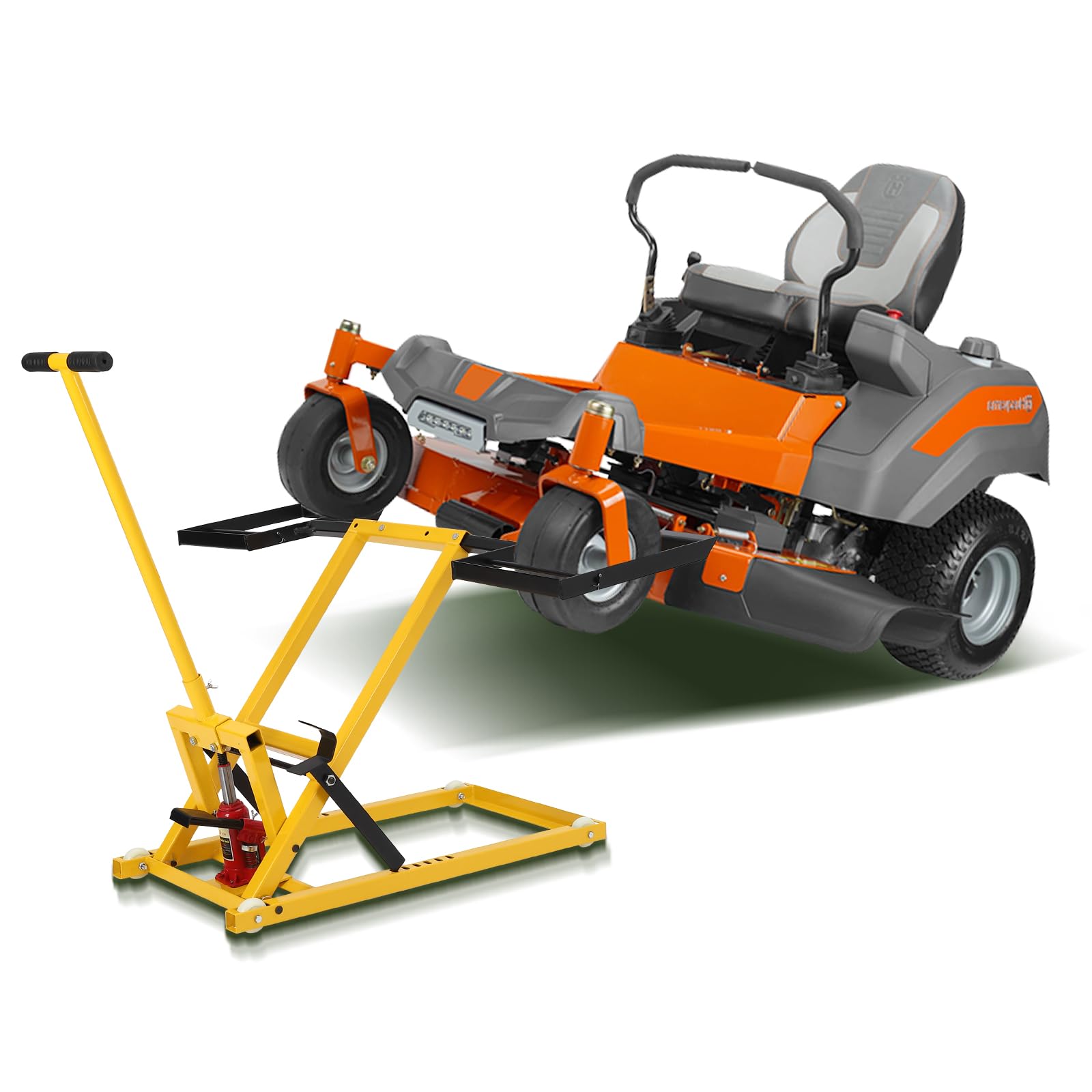 Lawn Mower Lift with Hydraulic Jack, 26 Inches Lawn Mower Lift, Welded Solid Steel Construction, Weight Capacity 500 LBS, for Riding Lawn Mowers Tractors, ATVs Maintenance