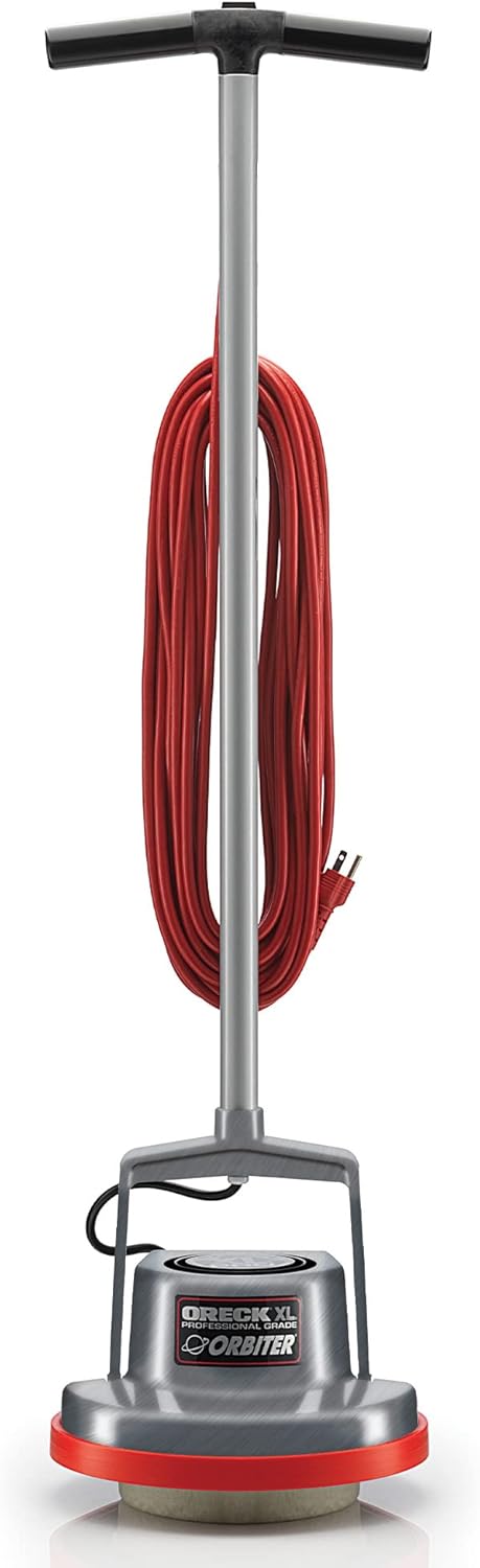 Orbiter Hard Floor Cleaner Machine, Multi-Purpose Floor Cleaning, Random Orbital Drive, Wide Cleaning Path, 50-Foot Long Cord, ORB550MC, Gray/Red-Oreck