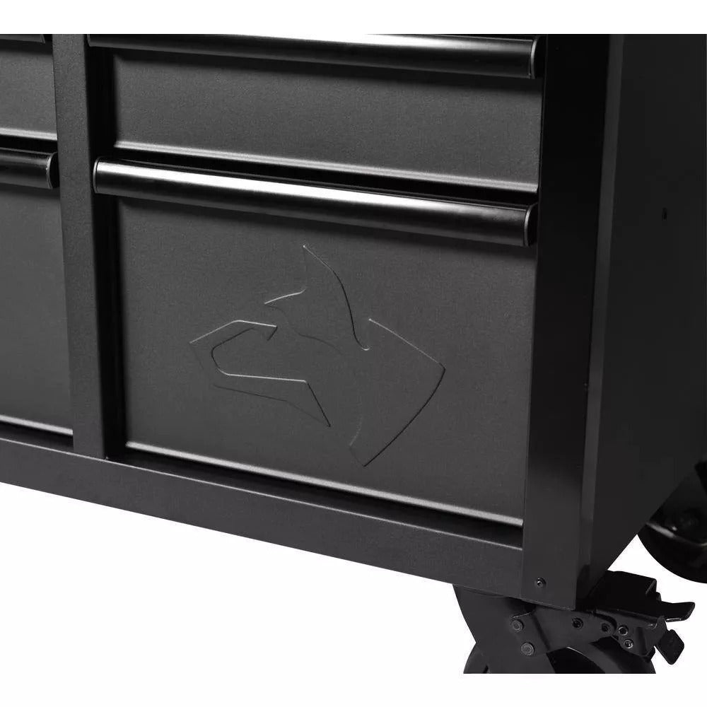 Duty 61 in. W x 23 in. D 15-Drawer Mobile Workbench with Solid Wood Top