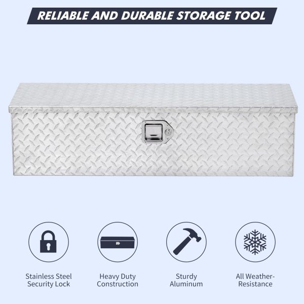 48 Inch Diamond Plate Truck Bed Tool Box with Shelf Silver