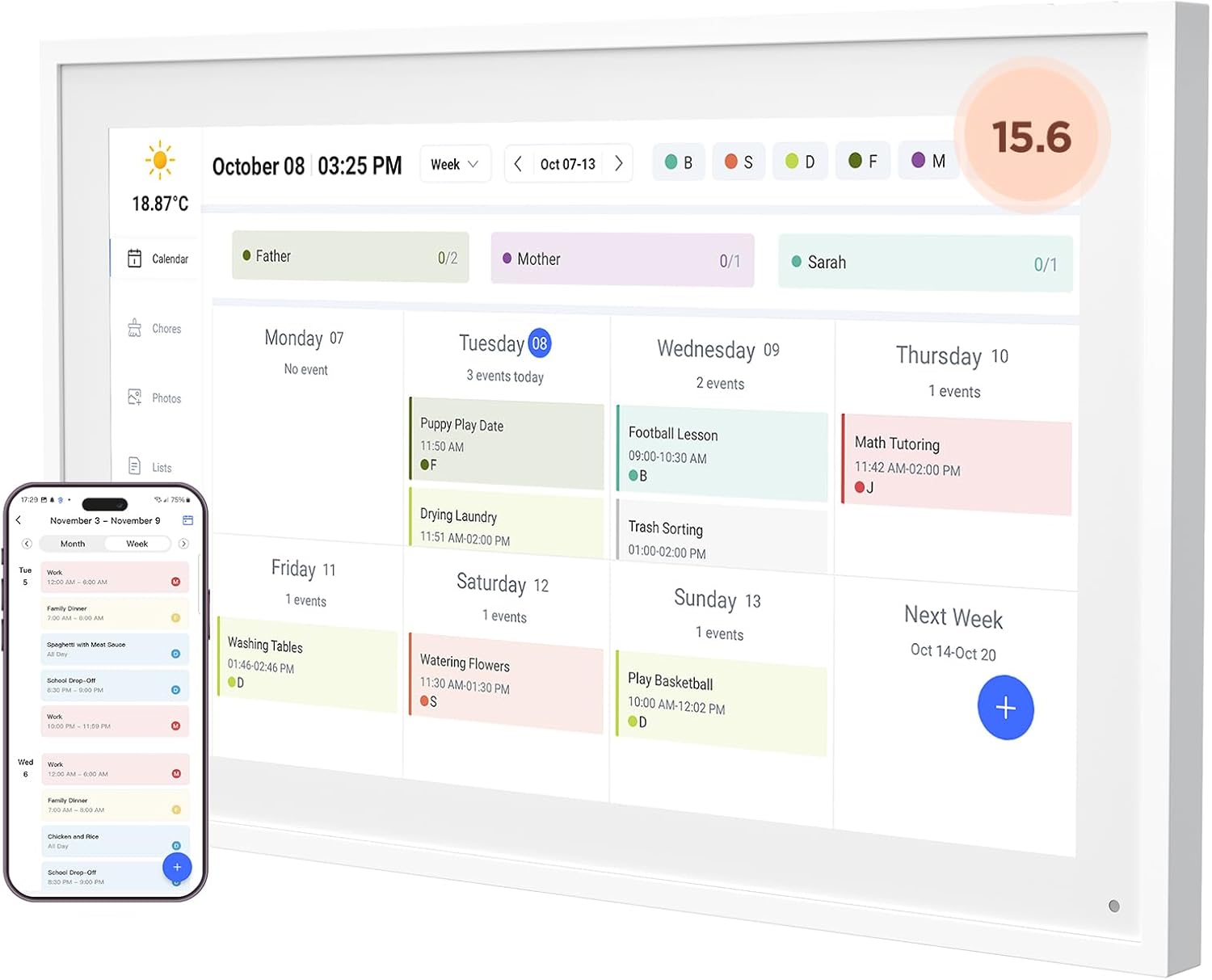 15.6′′ HD Digital Calendar & Interactive Chore Chart