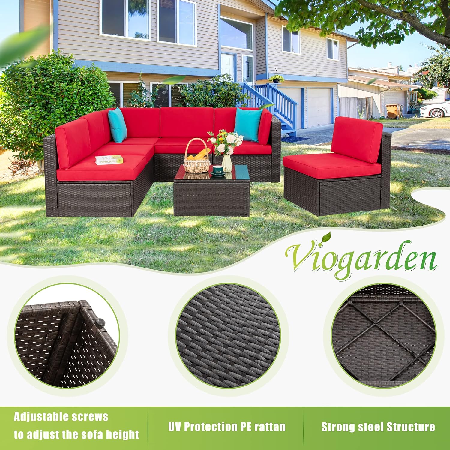 5 Piece All-Weather Patio Furniture Set with Ottoman