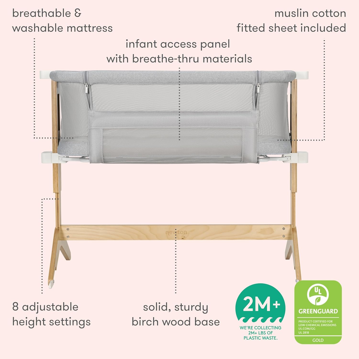 BABY Bassinet & Bedside Sleeper with Washable Mattress