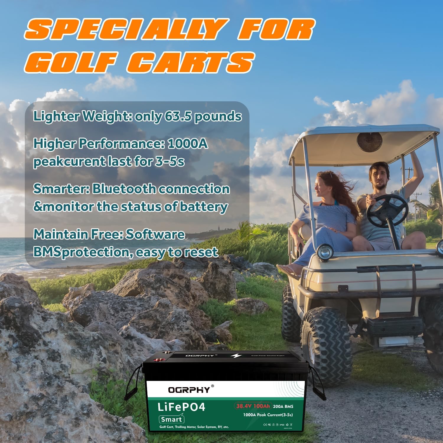 36V Lithium Golf Cart Battery 3.84Kwh with Charger