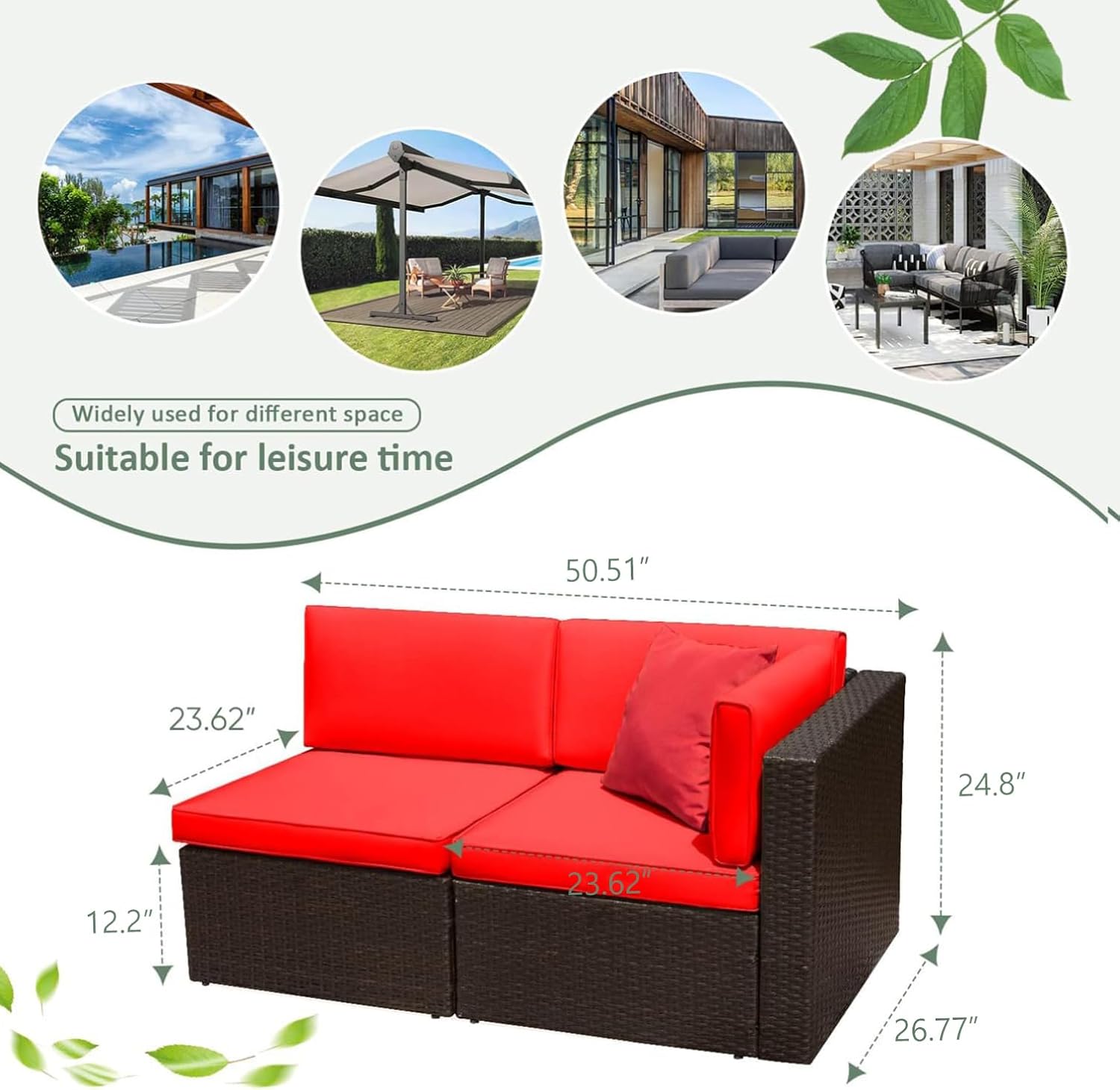 5 Pieces All-Weather Patio Furniture Set with Cushions