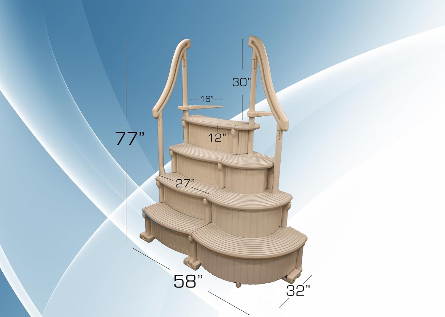 Confer Plastics Curve CCX-AG Pool Step with Grey Treads