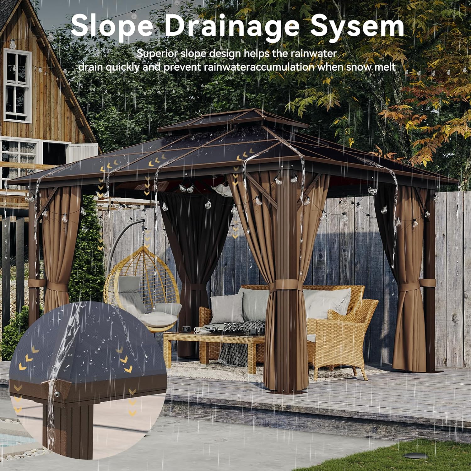 12’X10′ Hardtop Gazebo with Curtains and Netting