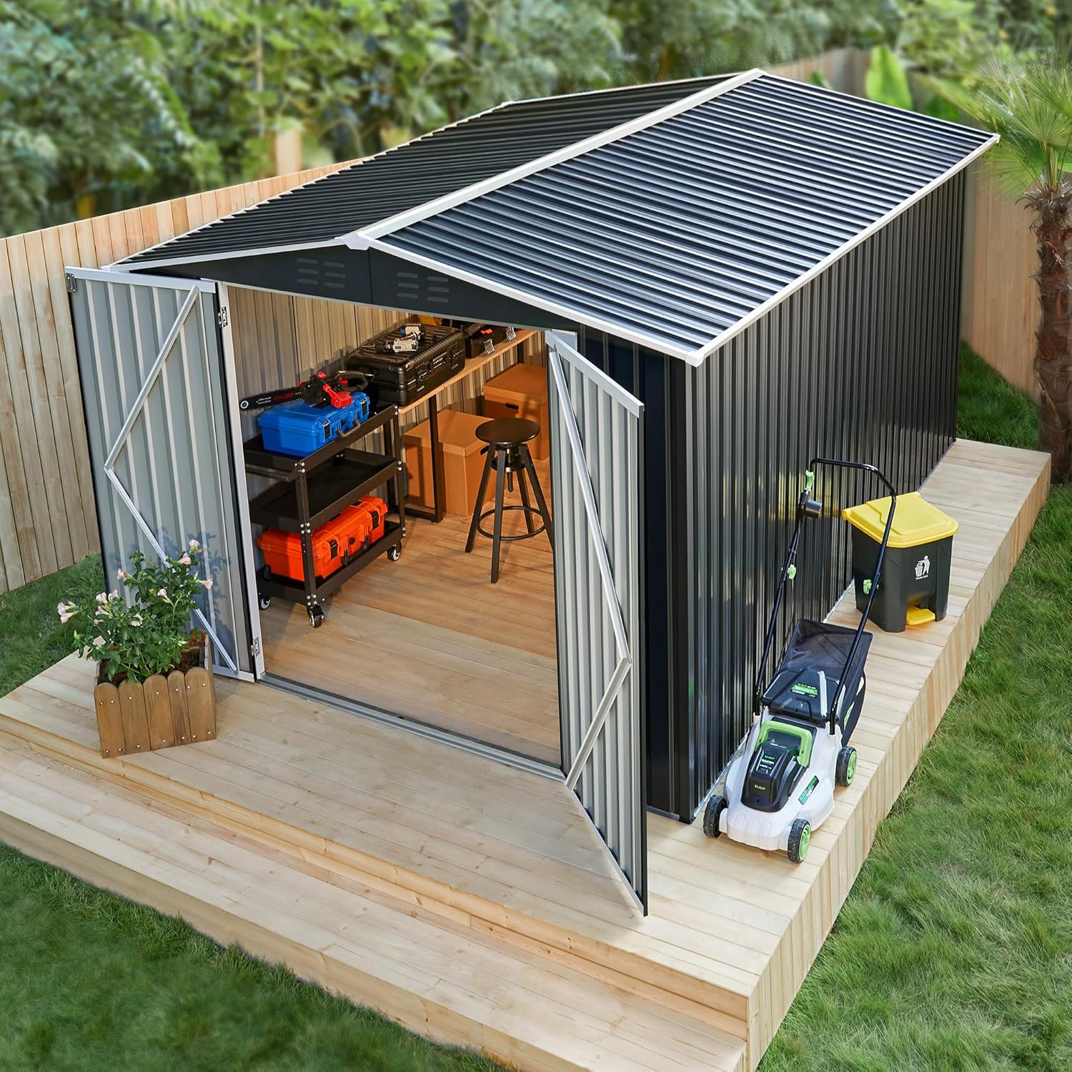 8X12 Ft Metal Outdoor Storage Shed for Garden