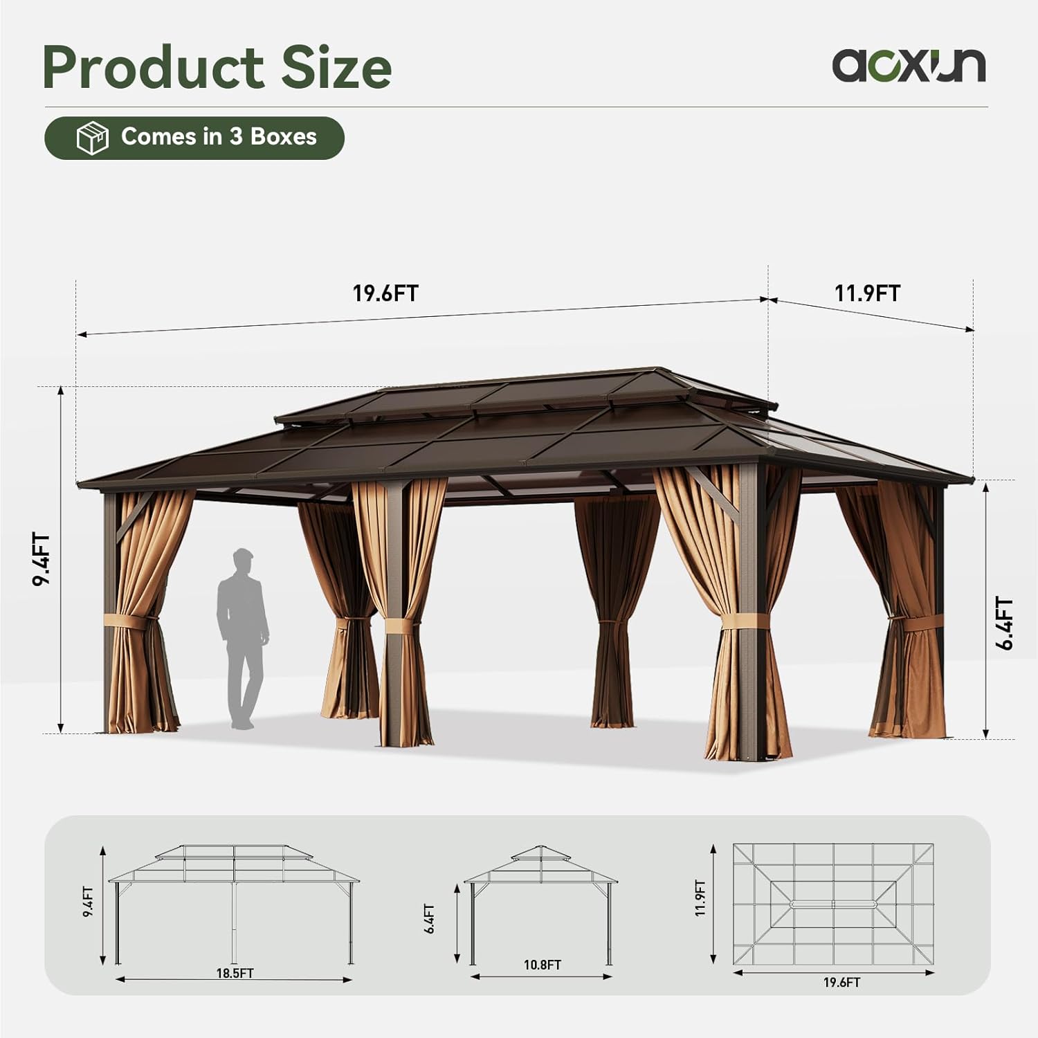 12’X10′ Hardtop Gazebo with Curtains and Netting