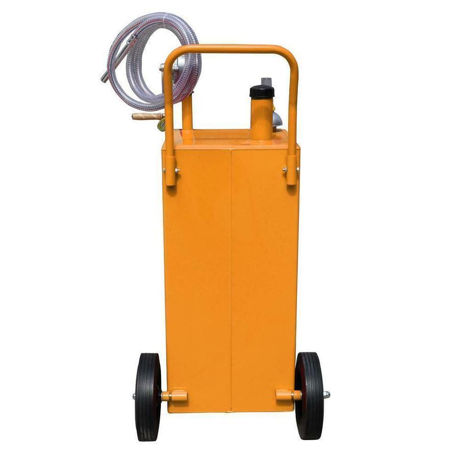30 Gallon Red Gas Caddy Tank Gasoline Fluid Diesel w Rotary Pump and Hose