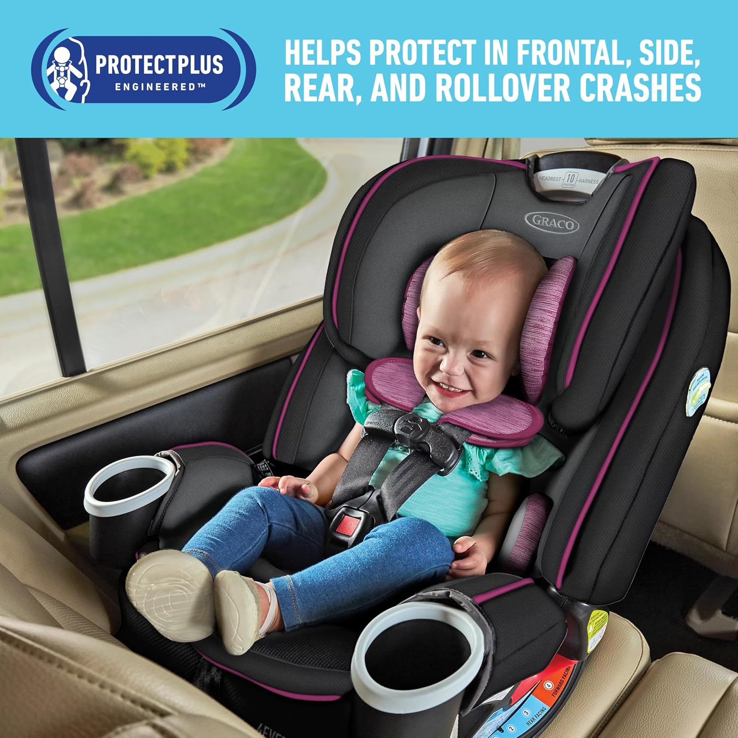4Ever Dlx 4-In-1 Car Seat – Grey, Infant to Toddler