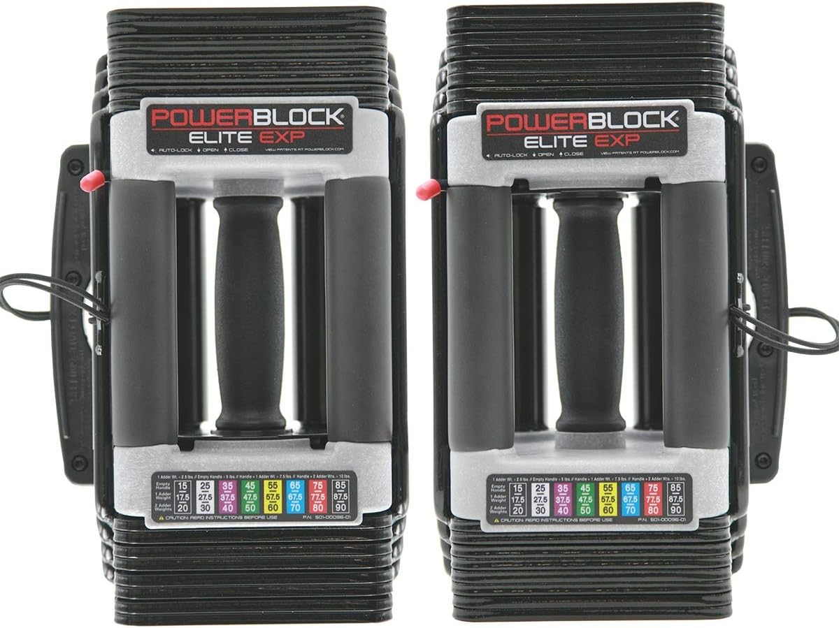 Elite Exp Adjustable Dumbbells 5-50 Lbs, Pair