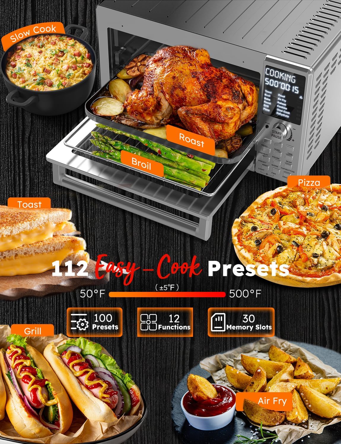 Bravo XL Pro Air Fryer Toaster Oven 30Qt Stainless Steel