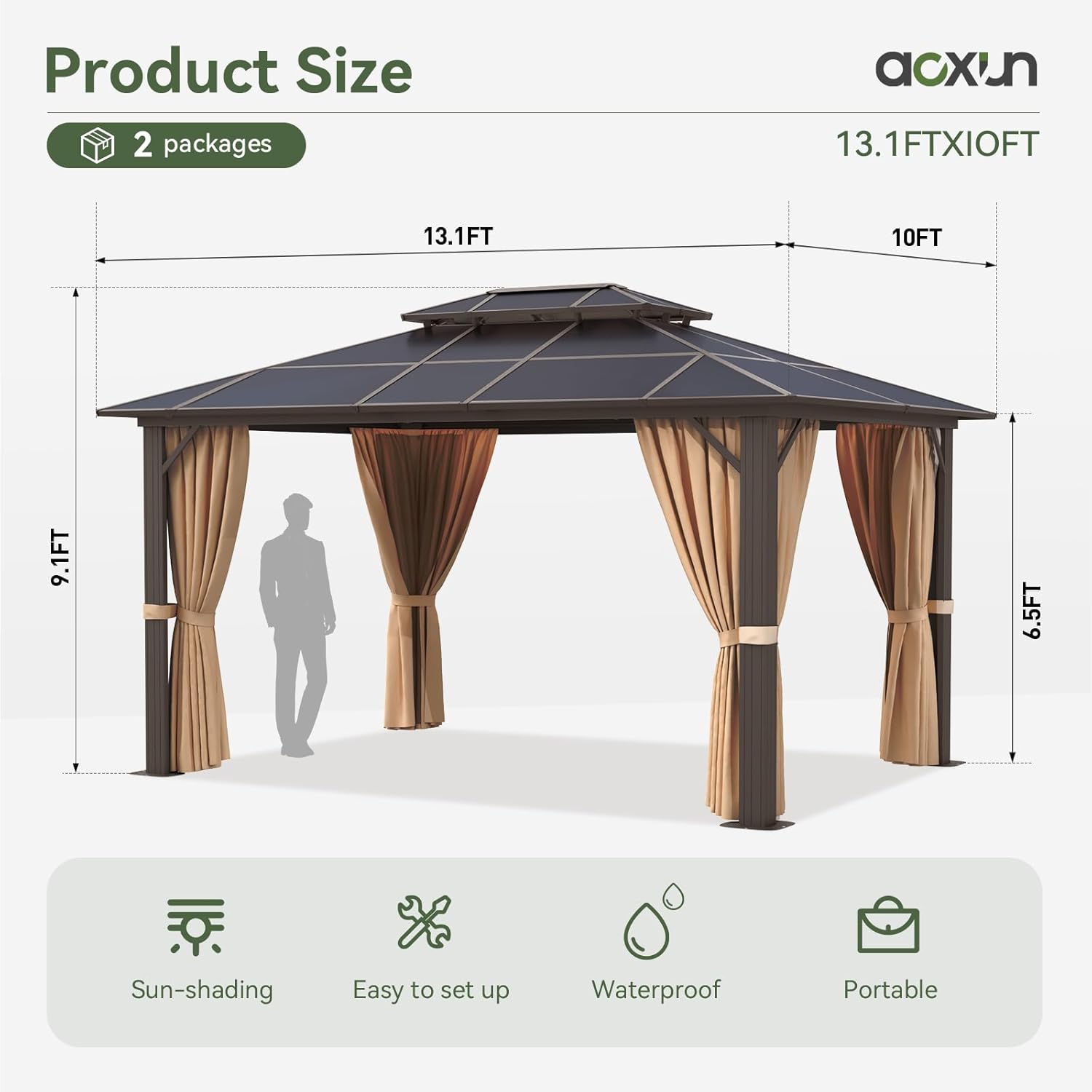 12’X10′ Hardtop Gazebo with Curtains and Netting