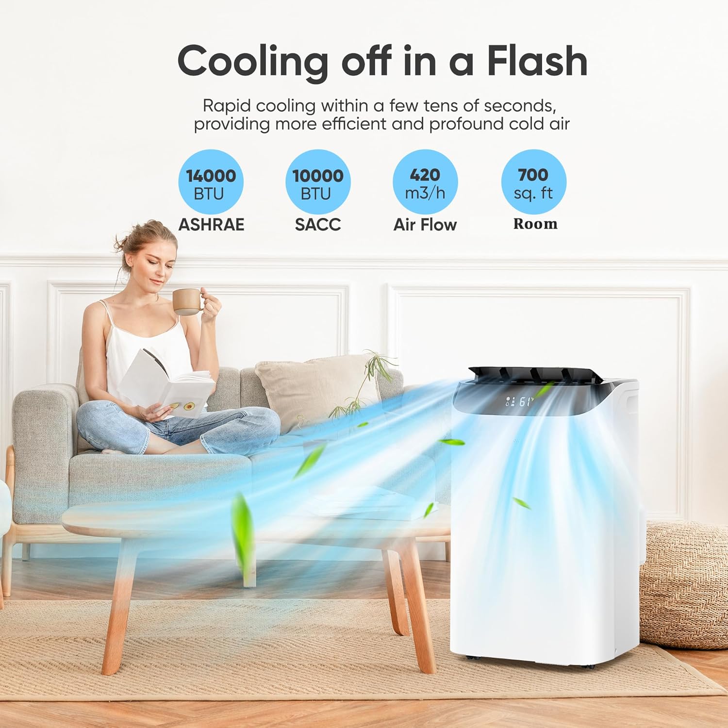 14000 BTU Portable Air Conditioner – 3-in-1 Unit