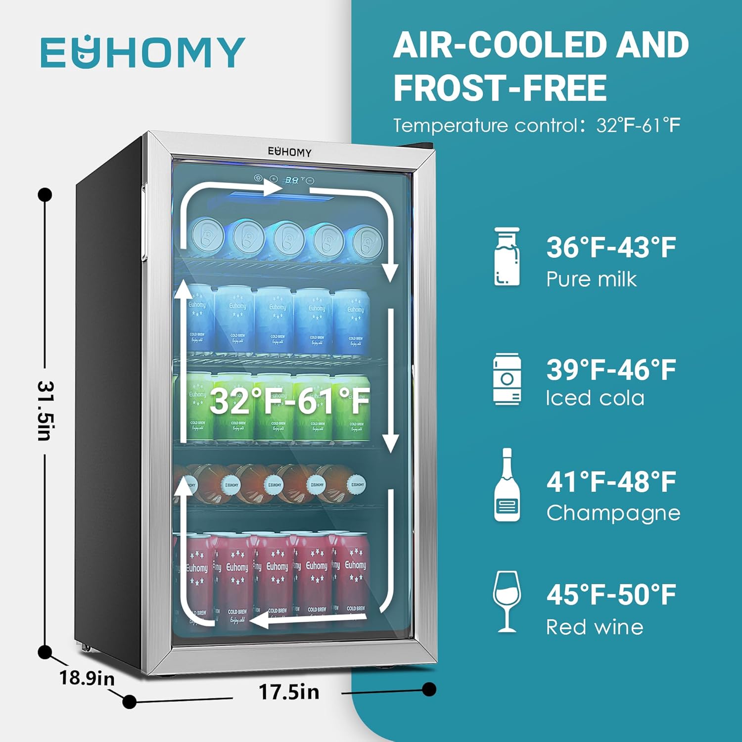 Beverage Refrigerator Cooler, 130 Can Mini Fridge