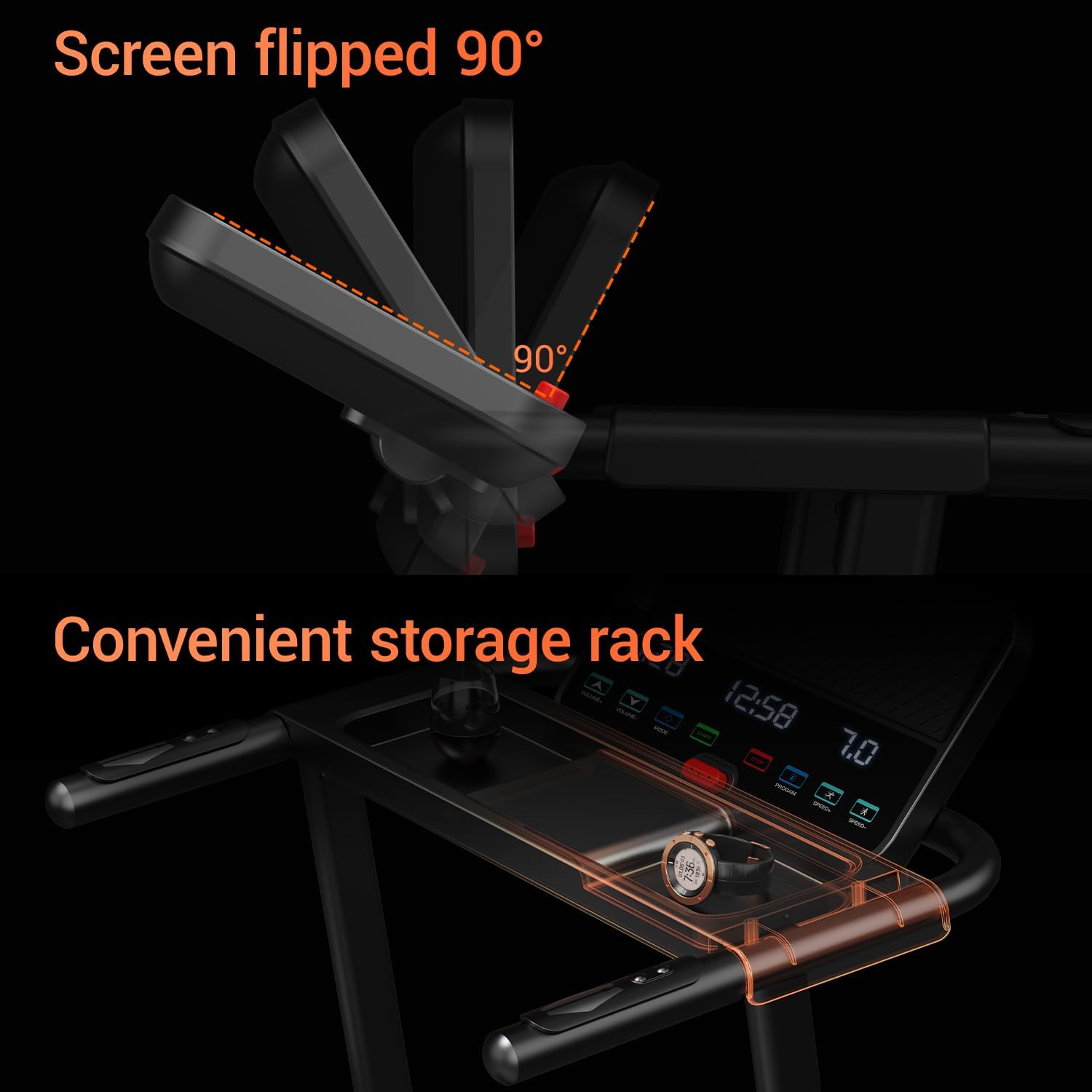 3.0HP Folding Treadmill with Heart Rate Sensor