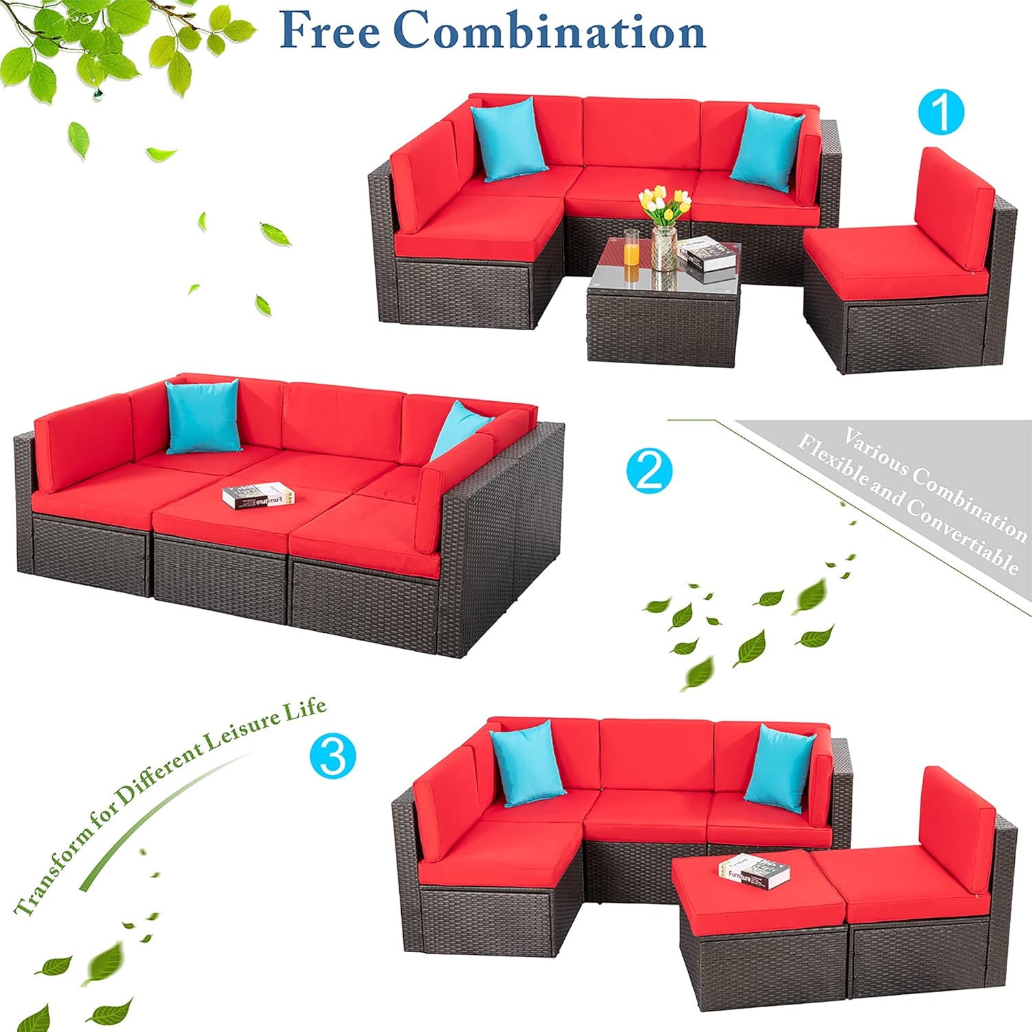 5 Piece All-Weather Patio Furniture Set with Ottoman