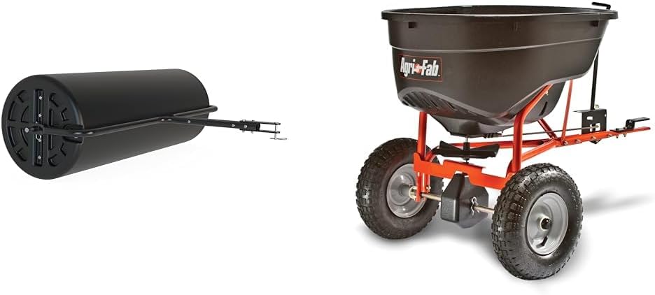 18′′ x 48′′ Tow Behind Poly Lawn Roller 550 lbs Weight with Water, Poly Drum and Steel Frame, with Plug. Designed for Lawn and Garden Tractors