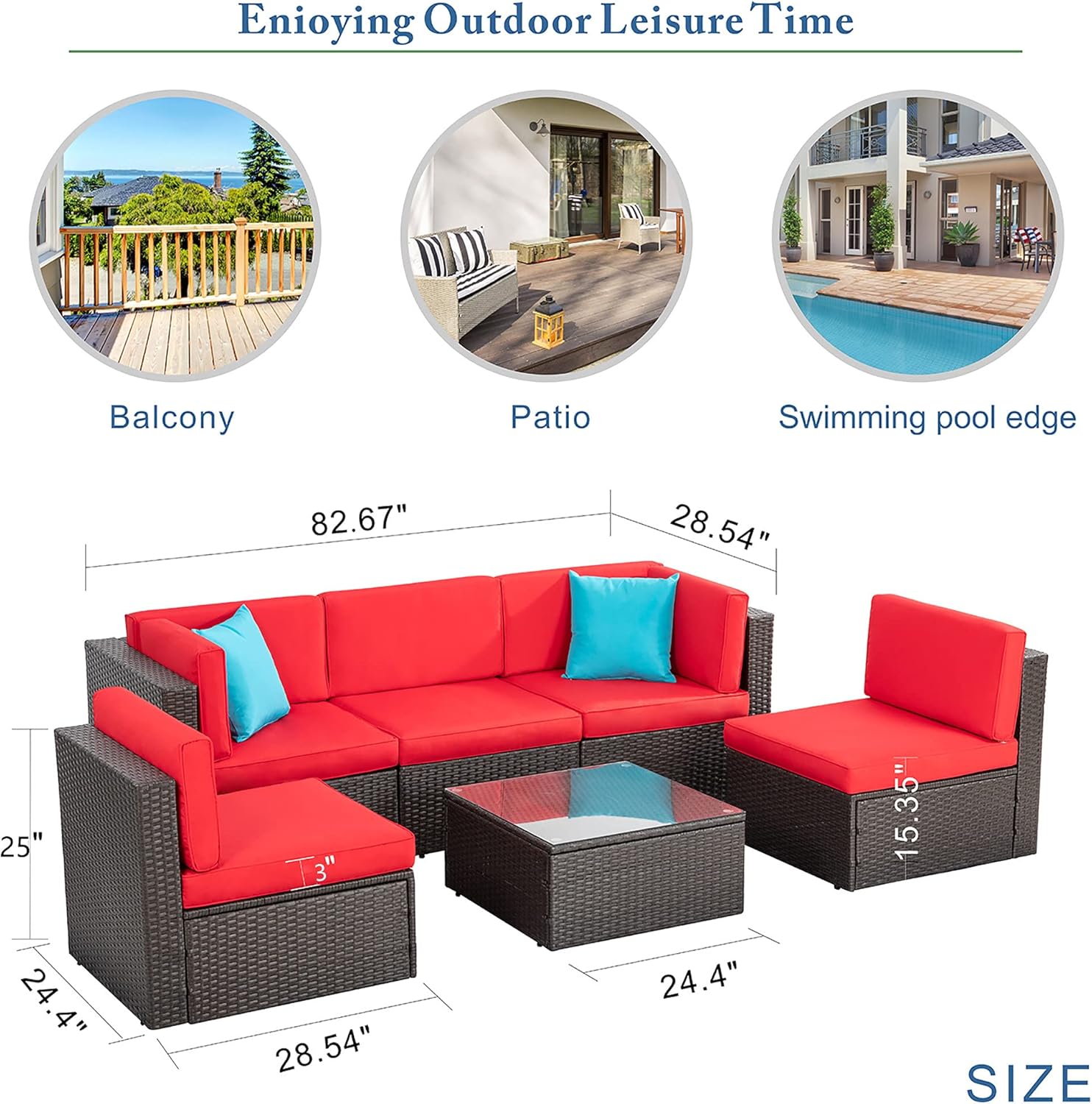 5 Piece All-Weather Patio Furniture Set with Ottoman