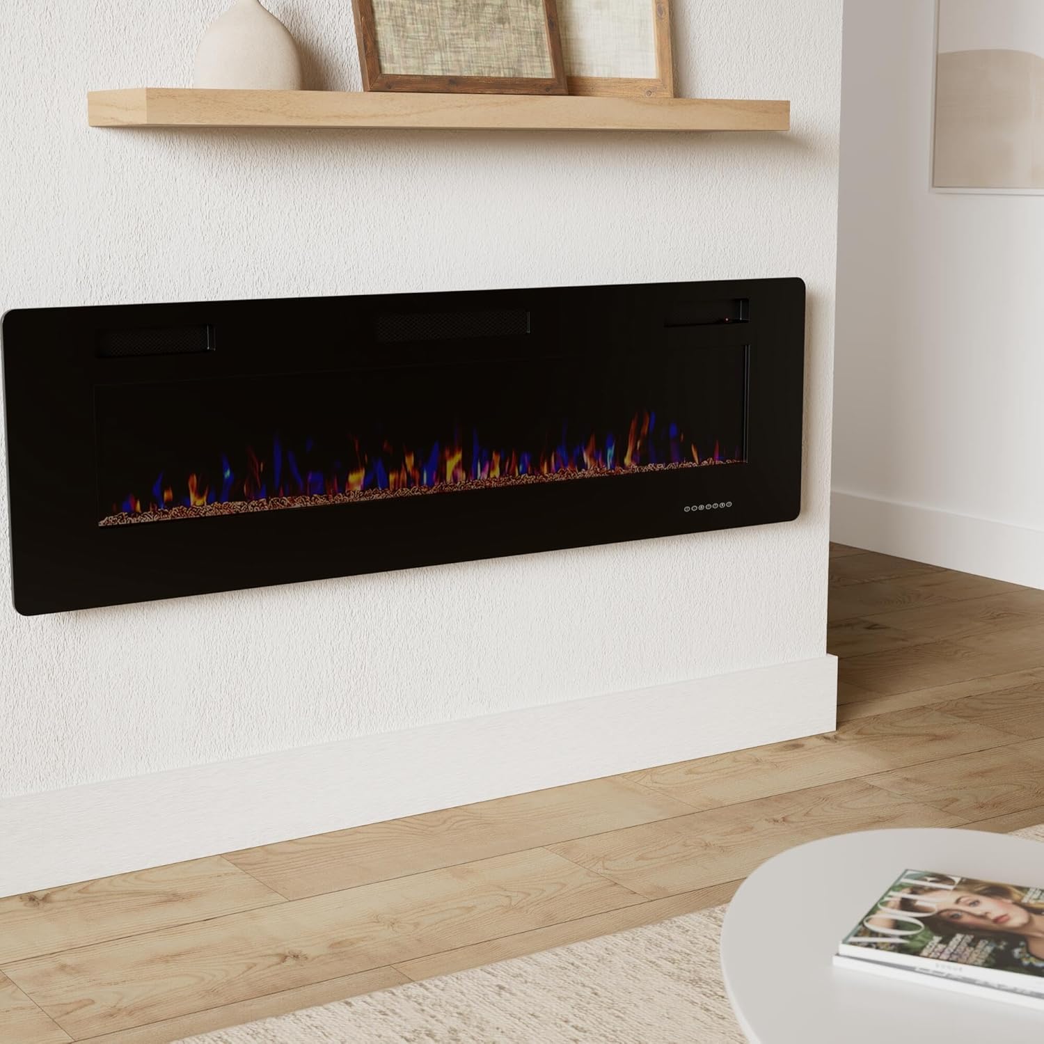 60′′ Electric Fireplace – Remote Control, Adjustable Flames