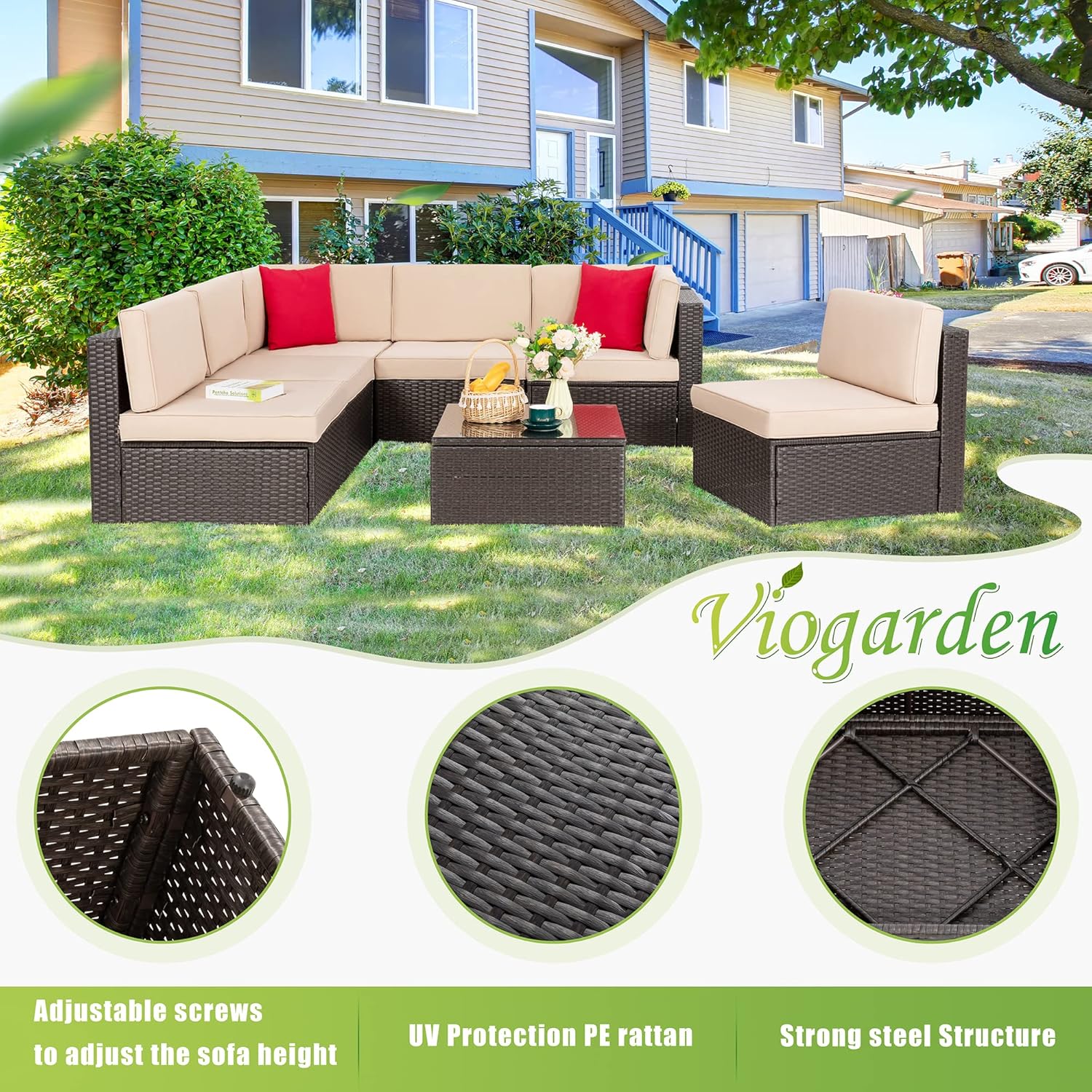 5 Piece All-Weather Patio Furniture Set with Ottoman