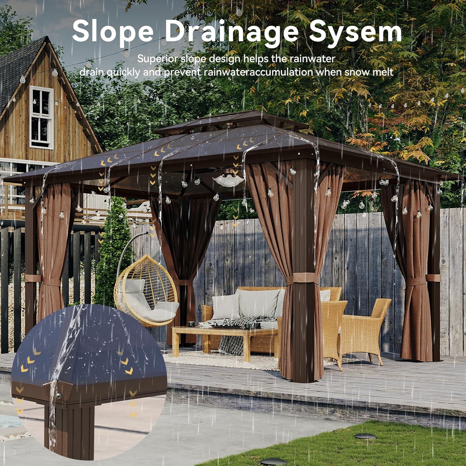 12’X10′ Hardtop Gazebo with Curtains and Netting
