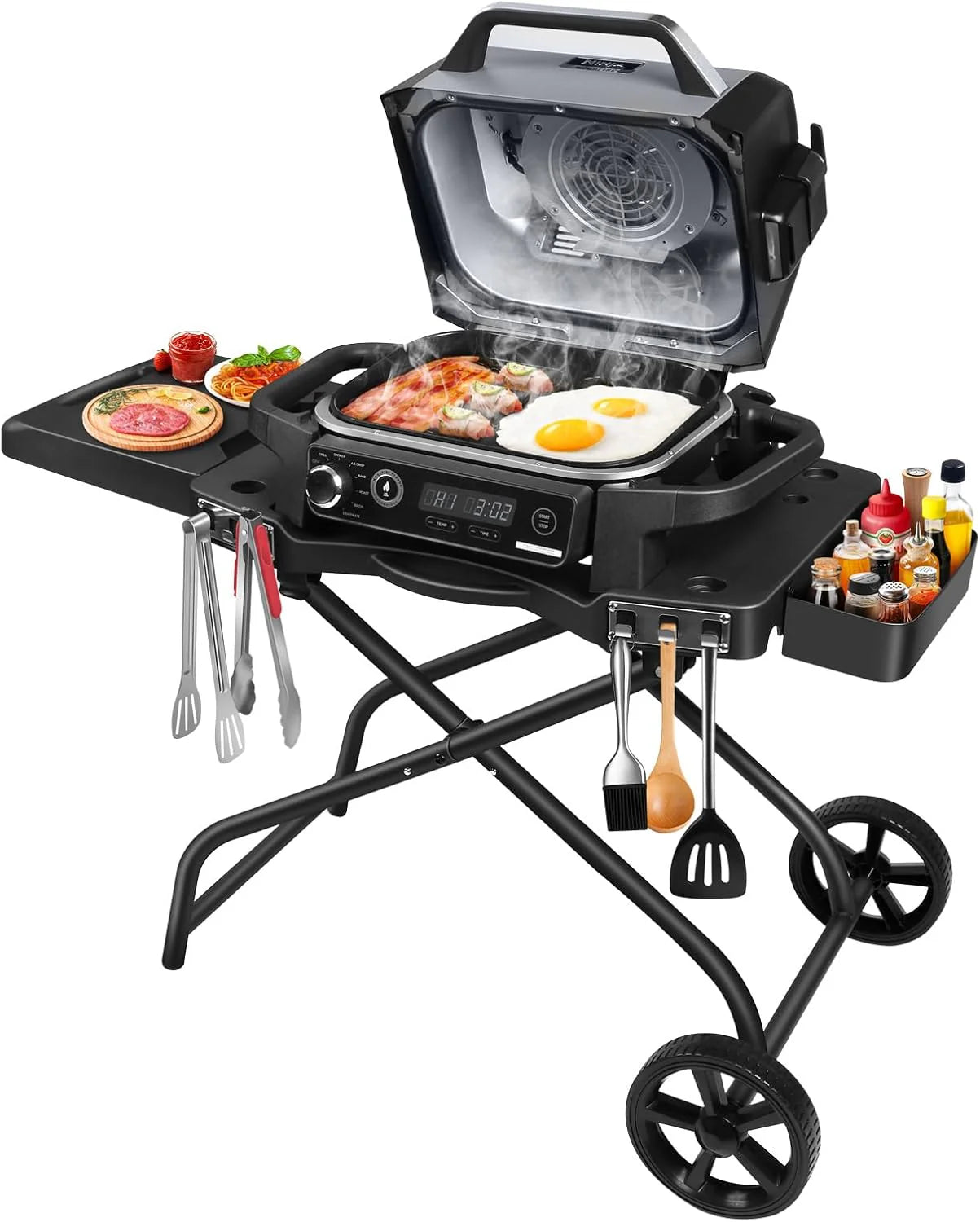 Collapsible Grill Stand for Ninja Woodfire Grill, Traeger, Pit Boss, and 22′′ Blackstone Griddle