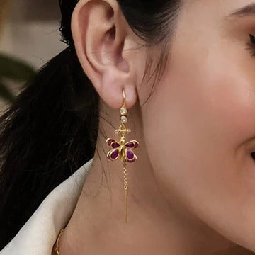 925 Sterling Silver Butterfly Sui Dhaga Earrings