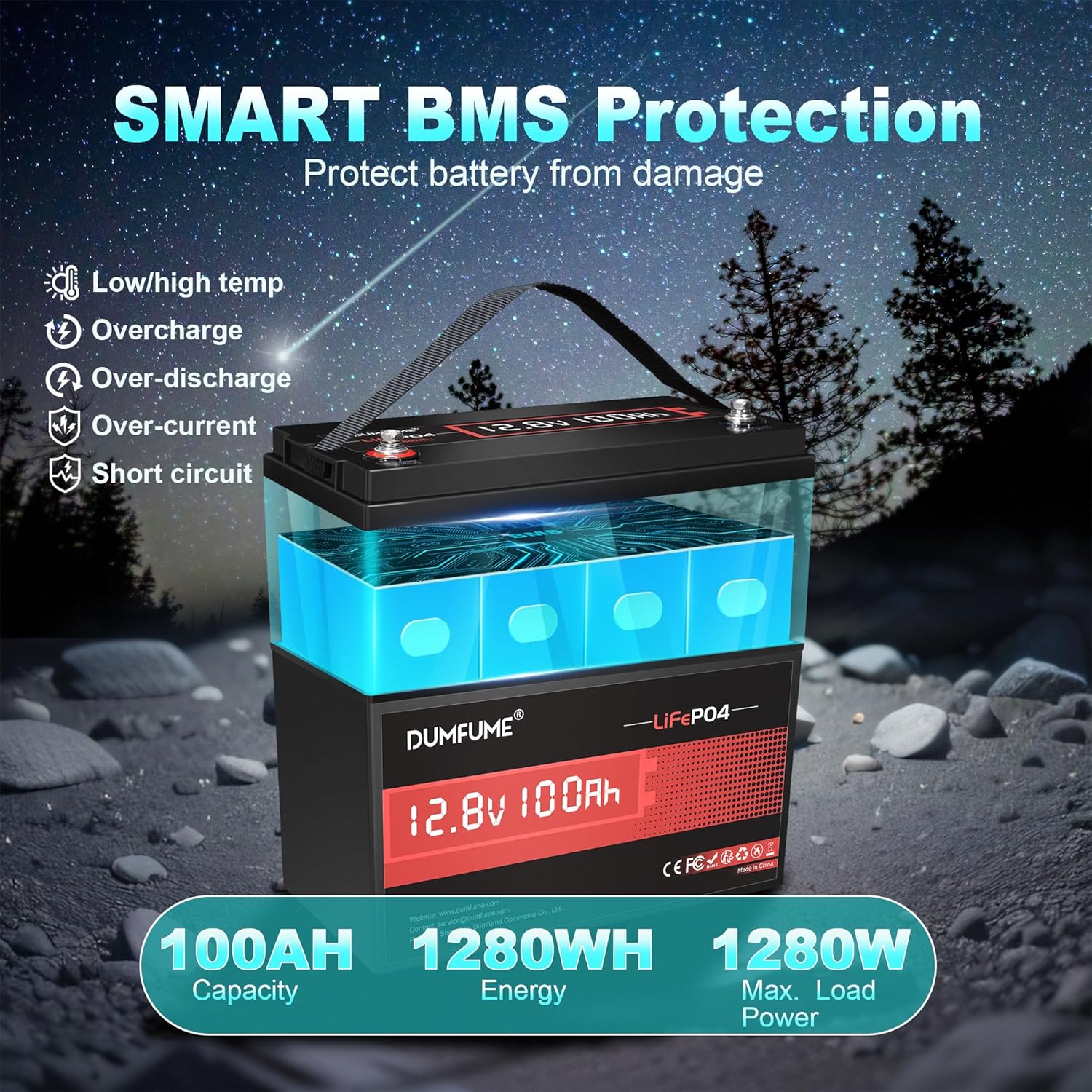 12V 300Ah Lithium LiFePO4 Battery with 200A BMS